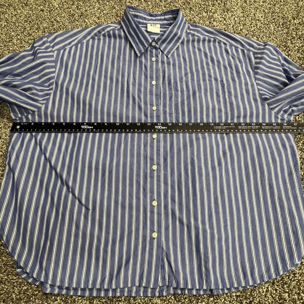 GAP Blue & White Striped Long Sleeve Button Up LG Cotton Classic Preppy Capsule - Picture 3 of 5